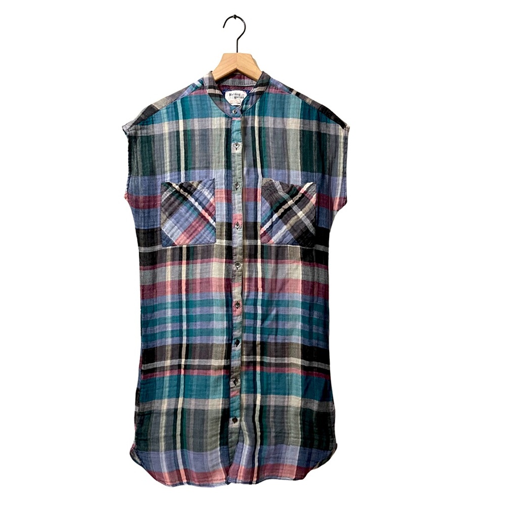 Holding Horses Plaid Multi-Color Plaid Western Stripe Shirt Dress Size XS